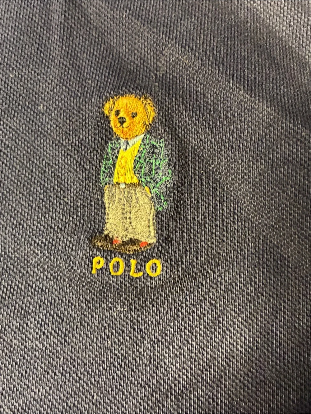 Ralph Lauren Navy Long-Sleeve Polo with Bear Embroidery